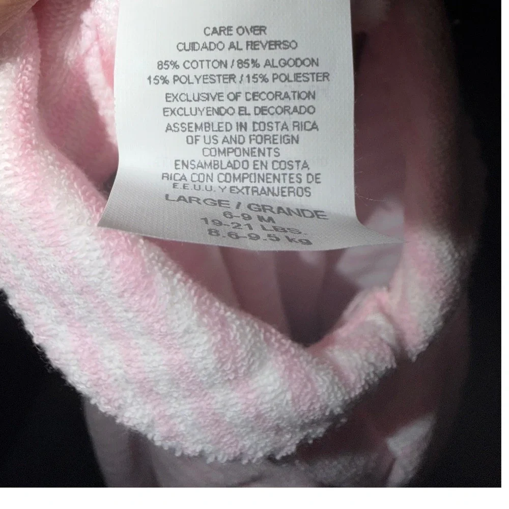 Vintage Carters Baby Sleeper Pink White Striped Terry Footed Romper 6-9M NWT